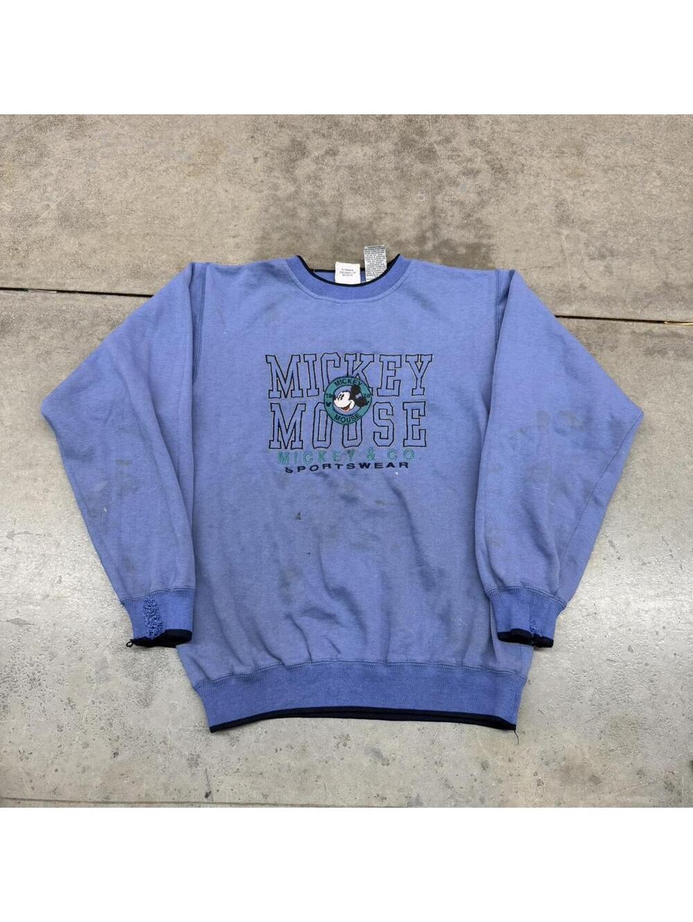 vintage mickey mouse sportswear blue disney crewneck size medium HAS STAIN